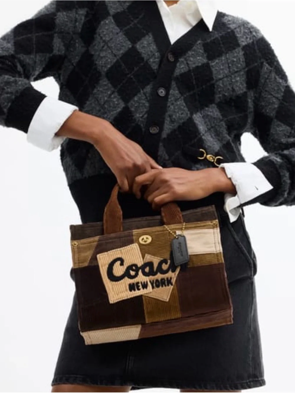 Coach Patchwork Corduroy Tote Bag in Brown Multi RARE LIMITED edition purse